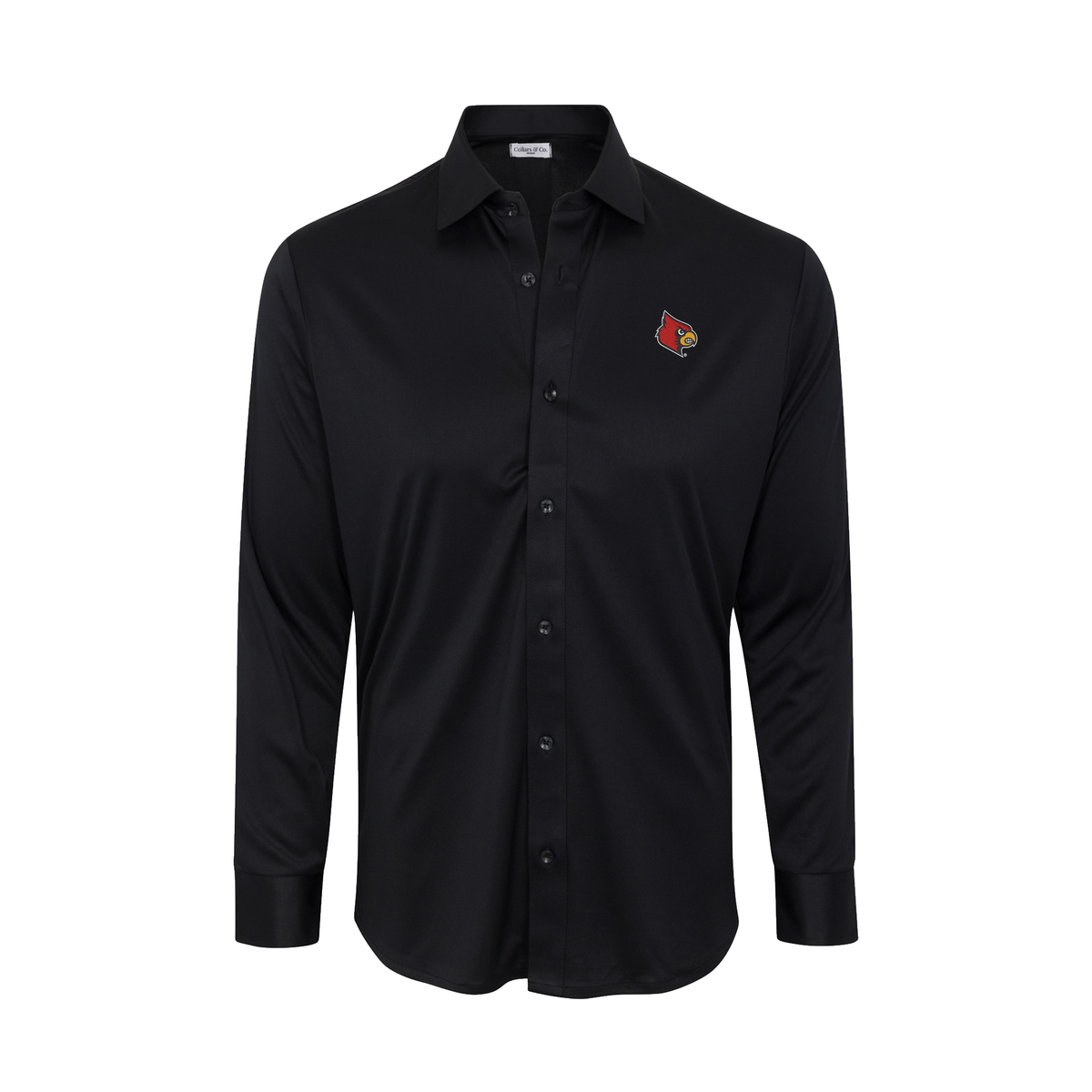 Louisville Quattro Flex Dress Shirt with Semi-Spread Collar Black