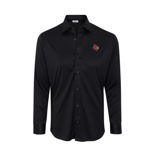 Louisville Quattro Flex Dress Shirt with Semi-Spread Collar Black