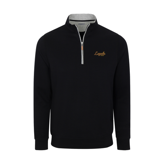 Loyola Chicago Heather Cloud Cotton Quarter Zip Pullover Black with Light Grey Trim