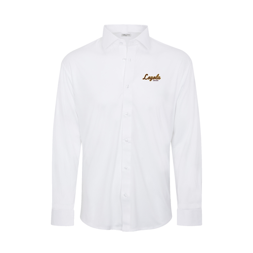Loyola Chicago Quattro Flex Dress Shirt with Semi-Spread Collar White