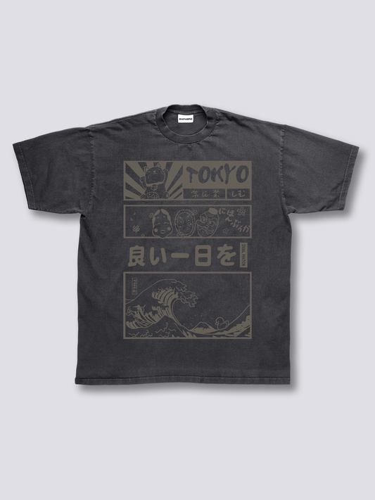 Front Print - Tokyo Wave Vintage T-Shirt